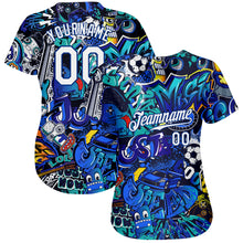 Load image into Gallery viewer, Custom Graffiti Pattern White-Royal 3D Authentic Baseball Jersey