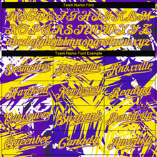 Load image into Gallery viewer, Custom Graffiti Pattern Gold-Purple 3D Authentic Baseball Jersey