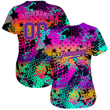 Load image into Gallery viewer, Custom Graffiti Pattern Purple-Pink 3D Authentic Baseball Jersey
