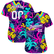 Load image into Gallery viewer, Custom Graffiti Pattern White-Purple 3D Authentic Baseball Jersey
