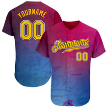Load image into Gallery viewer, Custom Graffiti Pattern Gold-Black 3D Authentic Baseball Jersey