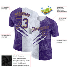 Load image into Gallery viewer, Custom Graffiti Pattern Purple-Old Gold 3D Performance T-Shirt
