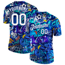 Load image into Gallery viewer, Custom Graffiti Pattern White-Royal 3D Performance T-Shirt