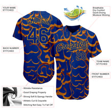 Load image into Gallery viewer, Custom Graffiti Pattern Royal-Gold 3D Authentic Baseball Jersey