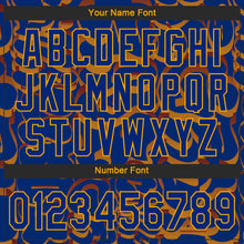 Load image into Gallery viewer, Custom Graffiti Pattern Royal-Gold 3D Authentic Baseball Jersey