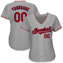 Load image into Gallery viewer, Custom Gray Red-Navy Authentic Baseball Jersey