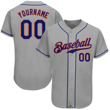 Load image into Gallery viewer, Custom Gray Royal-Orange Authentic Baseball Jersey