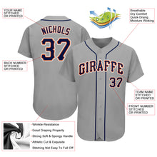 Load image into Gallery viewer, Custom Gray Navy-Orange Authentic Baseball Jersey