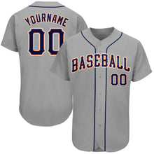 Load image into Gallery viewer, Custom Gray Navy-Orange Authentic Baseball Jersey