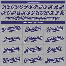 Load image into Gallery viewer, Custom Gray Purple-Black Authentic Baseball Jersey