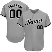 Load image into Gallery viewer, Custom Gray Black-White Authentic Baseball Jersey
