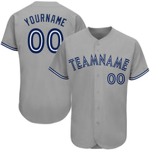 Load image into Gallery viewer, Custom Gray Royal-White Authentic Baseball Jersey