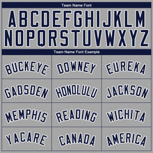 Load image into Gallery viewer, Custom Gray Navy-White Authentic Baseball Jersey