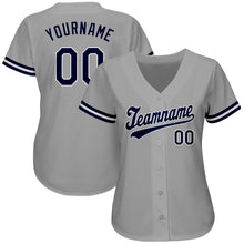 Load image into Gallery viewer, Custom Gray Navy-White Authentic Baseball Jersey