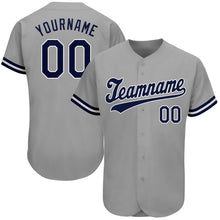 Load image into Gallery viewer, Custom Gray Navy-White Authentic Baseball Jersey