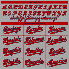 Load image into Gallery viewer, Custom Gray Red-Navy Authentic Baseball Jersey