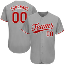 Load image into Gallery viewer, Custom Gray Red-White Authentic Baseball Jersey