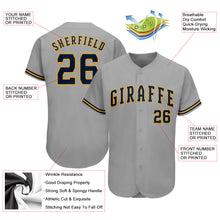Load image into Gallery viewer, Custom Gray Navy-Old Gold Authentic Baseball Jersey