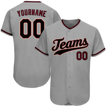 Load image into Gallery viewer, Custom Gray Black-Crimson Authentic Baseball Jersey