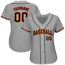 Load image into Gallery viewer, Custom Gray Black-Orange Authentic Baseball Jersey