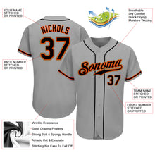 Load image into Gallery viewer, Custom Gray Black-Orange Authentic Baseball Jersey