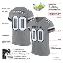 Load image into Gallery viewer, Custom Gray White-Black Mesh Authentic Football Jersey