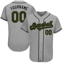 Load image into Gallery viewer, Custom Gray Olive-Black Authentic Memorial Day Baseball Jersey