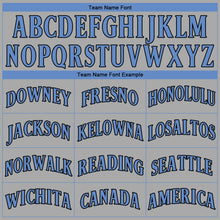 Load image into Gallery viewer, Custom Gray Light Blue-Black Authentic Father's Day Baseball Jersey