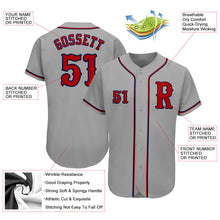 Load image into Gallery viewer, Custom Gray Red-Navy Authentic Baseball Jersey