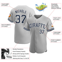 Load image into Gallery viewer, Custom Gray Navy-White Authentic Baseball Jersey
