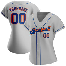 Load image into Gallery viewer, Custom Gray Royal-Orange Authentic Baseball Jersey