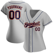 Load image into Gallery viewer, Custom Gray Navy-Orange Authentic Baseball Jersey