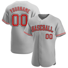 Load image into Gallery viewer, Custom Gray Red-Black Authentic Baseball Jersey