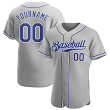 Load image into Gallery viewer, Custom Gray Royal-White Authentic Baseball Jersey