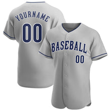 Load image into Gallery viewer, Custom Gray Navy-White Authentic Baseball Jersey