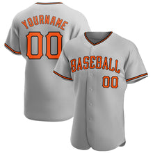 Load image into Gallery viewer, Custom Gray Orange-Black Authentic Baseball Jersey