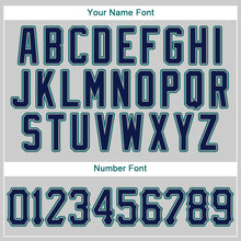 Load image into Gallery viewer, Custom Gray Navy-Teal Authentic Baseball Jersey