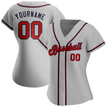 Load image into Gallery viewer, Custom Gray Red-Navy Authentic Baseball Jersey