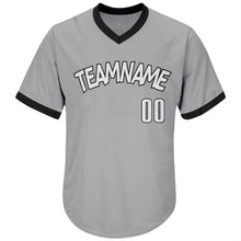 Load image into Gallery viewer, Custom Gray White-Black Authentic Throwback Rib-Knit Baseball Jersey Shirt