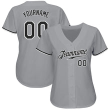 Load image into Gallery viewer, Custom Gray Black-White Authentic Baseball Jersey