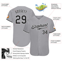 Load image into Gallery viewer, Custom Gray Black-White Authentic Baseball Jersey