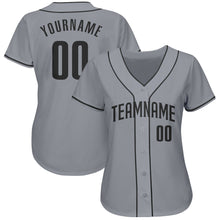 Load image into Gallery viewer, Custom Gray Black Authentic Baseball Jersey