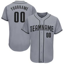 Load image into Gallery viewer, Custom Gray Black Authentic Baseball Jersey