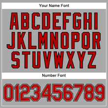 Load image into Gallery viewer, Custom Gray Black Pinstripe Red-Black Authentic Baseball Jersey