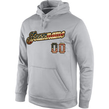 Load image into Gallery viewer, Custom Stitched Gray Vintage USA Flag-Old Gold Sports Pullover Sweatshirt Hoodie