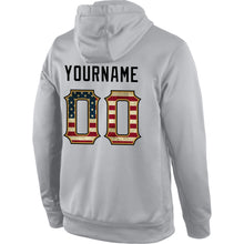 Load image into Gallery viewer, Custom Stitched Gray Vintage USA Flag-Old Gold Sports Pullover Sweatshirt Hoodie
