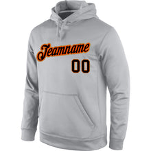 Load image into Gallery viewer, Custom Stitched Gray Black-Orange Sports Pullover Sweatshirt Hoodie