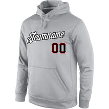 Load image into Gallery viewer, Custom Stitched Gray Black-Red Sports Pullover Sweatshirt Hoodie