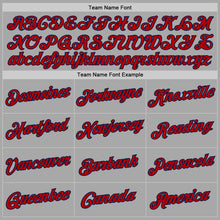 Load image into Gallery viewer, Custom Stitched Gray Red-Navy Sports Pullover Sweatshirt Hoodie