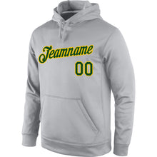 Load image into Gallery viewer, Custom Stitched Gray Green-Gold Sports Pullover Sweatshirt Hoodie